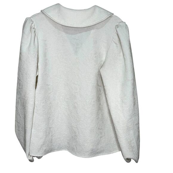 Samsoe Samsoe Margot Blouse Size XS White Puff Sleeve Collared Top - Picture 3 of 9